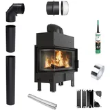 Kamineinsatz KRATKI FLOKI L Lewy 12 kW fi200 Schwarz TERMOTEC Rohrset