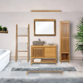 Mendler Teak-Waschbeckenunterschrank HWC-M70, Waschtisch Schrank, hochwertiges B-Grade-Teak (Kernholz, 20-30 Jahre), 81x106x55cm