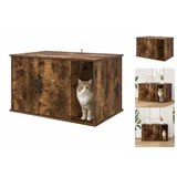 Katzenhaus Geräucherte Eiche 85x55x50 Cm Spanplatte