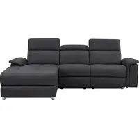 Places of Style Ecksofa »Pareli, L-Form, 259cm,m. Recamiere, Echtleder, Kunstleder, Webstoff«, man. o. elektr. Relaxfunktion, USB/Kopfteilverstellg u. LED schwarz