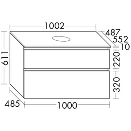 Burgbad Lin20 Waschtischunterschrank 100 x 48,7 x 66,1 cm Dunkelgrau Matt