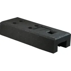 Schake Bauzaunfuß aus Kunststoffrecycling, Länge: 690 mm, Höhe 140 mm, Breite 255 mm 5 Einstecklöcher; 4x rund 42mm, 1 x 60x60mm, Farbe: schwarz, 26 kg