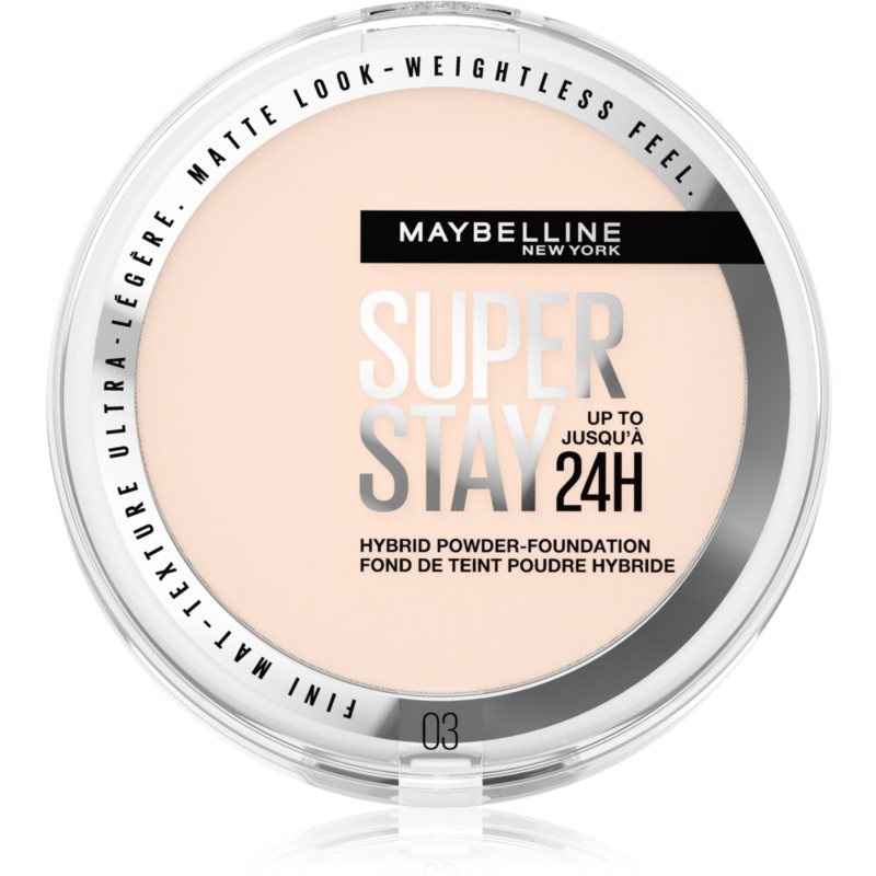 Maybelline SuperStay 24H Hybrid Powder-Foundation das pudrige Kompakt-Make-up für mattes Aussehen Farbton 03 9 g