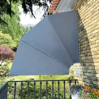 YITHOPI Sichtschutz Fächer, Faltbarer Balkonfächer, mit WANDPLATTE Blickdicht, Balkon Trennwand, Windschutz Sonnenschutz, Grau 210×210 cm