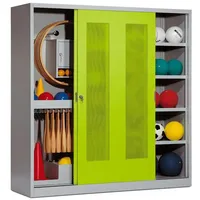 C+P Sportgeräteschrank mit Lochblech-Schiebetüren (Typ 5), HxBxT 195x190x60 cm,