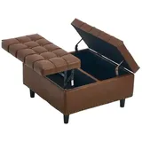 MODFU Polsterbank Vielseitiger Aufbewahrungsstuhl mit Stauraum (Bettbank für Wohnzimmer, Schlafzimmer & Büro, maximal 130 kg Belastung, modernes Design) braun