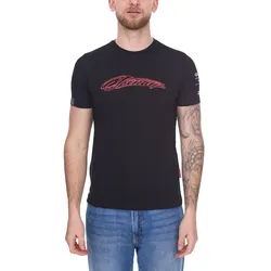 ALFA ROMEO Stealth Herren T-Shirt Kurzarm-Shirt mit Kimi Räikkönen Iceman-Logo ARR_KRTS762 Schwarz/Rot - XS
