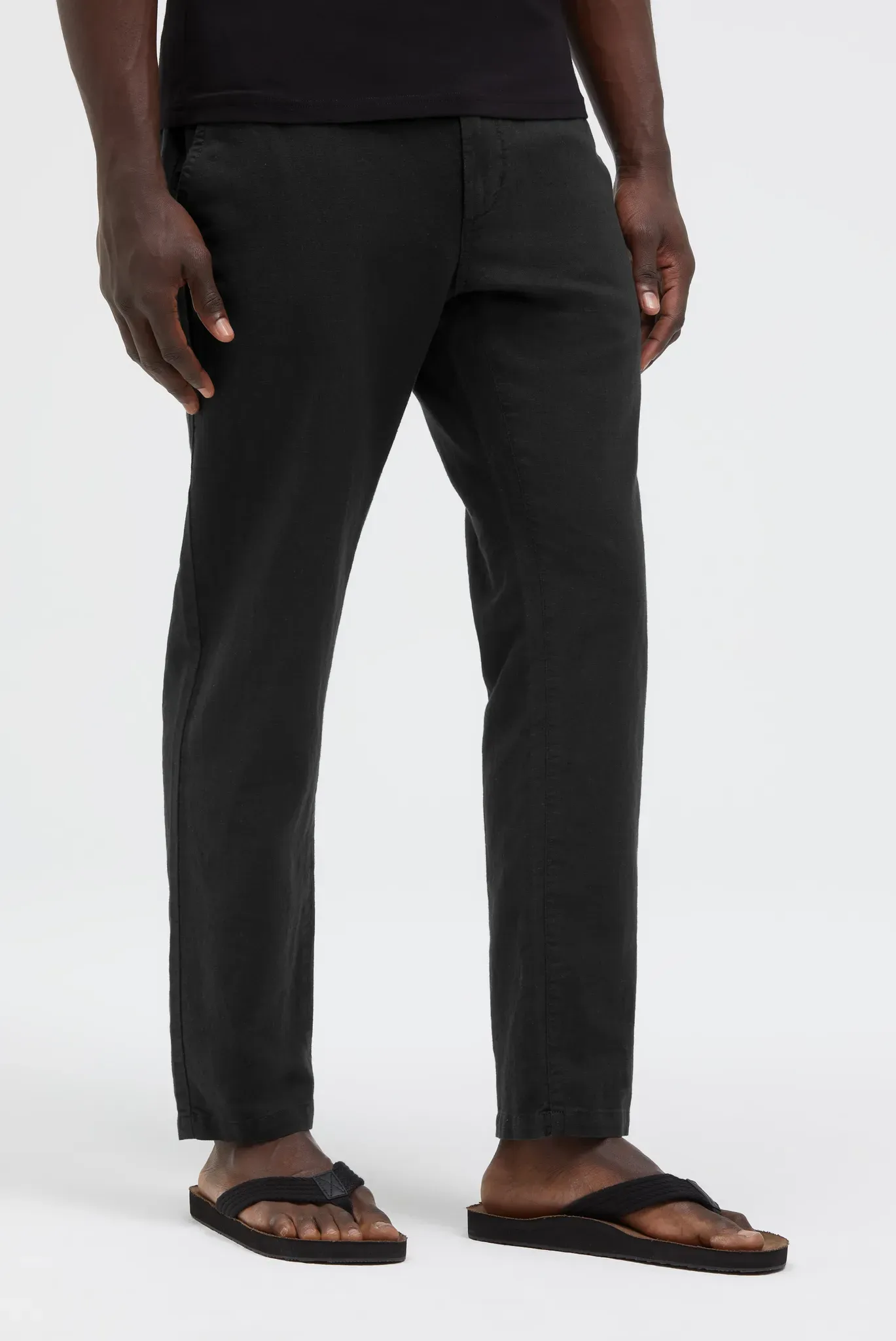 Leinenhose CMPD, Herren, Gr. S, Normalgrößen, schwarz, Web, Material: 53% Leinen, 47% Baumwolle, unifarben, slim fit lang, Hosen, mit Gesäßtaschen