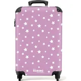 noboringsuitcases NoBoringSuitcases.com® Koffer Handgepäck Trolley Rollkoffer Kleine Reisekoffer mit Rollen - Weiße Sterne auf lila Hintergrund - Cabin Size < 5... - Bunt