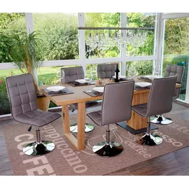 Mendler Esszimmerstuhl HWC-C41 Kunstleder taupe-grau 2er Set