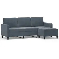 vidaXL 3-Sitzer-Sofa mit Hocker Dunkelgrau 180 cm Samt