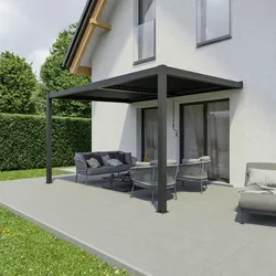 Ximax Lamellendach Pergola Shade Wandmontage 400 x 300 cm Ohne Farbbeleuchtung Dunkelgrau Manuell