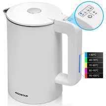 Aigostar - Smart Wasserkocher mit Temperatureinstellung 40°C-100°C, WiFi Steuerung Kompatibel zu Alexa, 1,7 l, Edelstahl Doppelwand Cool Touch, Leise