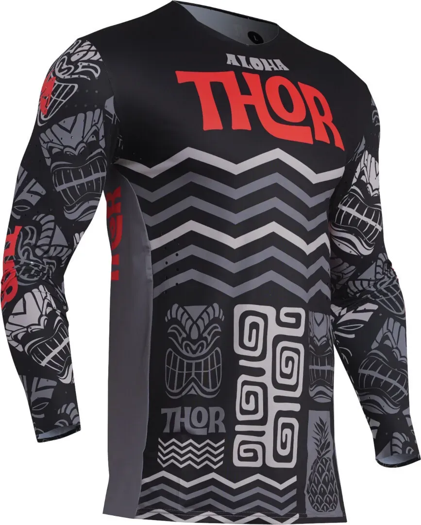 Thor Prime Aloha Motorcross Jersey, zwart-grijs-rood, S Voorman