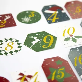 Oblique-Unique 24 Zahlen Anhänger 1-24 mit Jute Schnur und Glitzereffekt für DIY Adventskalender Weihnachten Deko