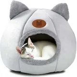 Katzenhaus, Zwinger, Plüschbett mit Ohren DAISY - Grau