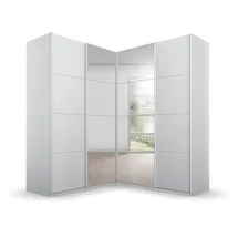 Rauch Quadra grau (seidengrau), B:181cm H:210cm T:187cm, Holzwerkstoff, Schränke, Schwebetürenschrank, Eckschrank inkl. Türendämpfer und Schubladeneinsatz, mit Spiegeltüren