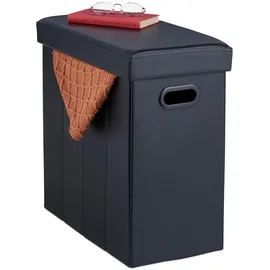 Relaxdays Sitzhocker mit Stauraum, Kunstleder, gepolstert, faltbarer Hocker, Wohnzimmer, HBT: 49 x 48,5 x 27 cm, schwarz