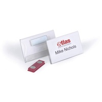 Durable Click Fold Namensschild mit Magnet, transparent, 40x75mm, 25er-Pack