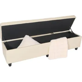 Mendler Garnitur Sitzgruppe Bank mit Aufbewahrung Kriens XXL+4 Stühle Littau, Kunstleder/Leder FSC®-zertifiziert ~ creme