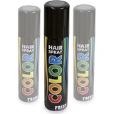 3x Haarspray grau! Spar-Set: 3 Dosen zu je 100ml. Colorspray für Karneval, Fasching, Halloween und Party