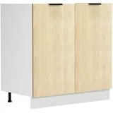 VCM Spülenschrank Küche Breite 80 cm Fasola Weiß / Honig-Eiche