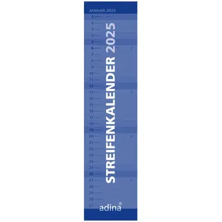 Adina 2025 ADINA Streifenkalender XL blau 49,5x11,3cm Monatskalender