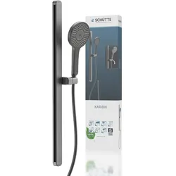 Stangenbrause-Set SCHÜTTE "KARIBIK", grau (graphit), H:78,5cm, Aluminium, PVC, ABS-Kunststoff, Brausegarnituren, höhenverstellbar, mit Antikalk-Beschichtung, wassersparend