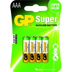 GP Battery Super Alkaline AAA, Einwegbatterie, AAA, Alkali, 1,5 V, 4 Stück(e), M