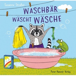 Waschbär wäscht Wäsche