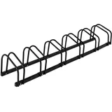Relaxdays Fahrradständer Boden, für 6 Räder, bis 60 mm Reifenbreite, Metall, Garage, Fahrrad-Aufstellständer, schwarz