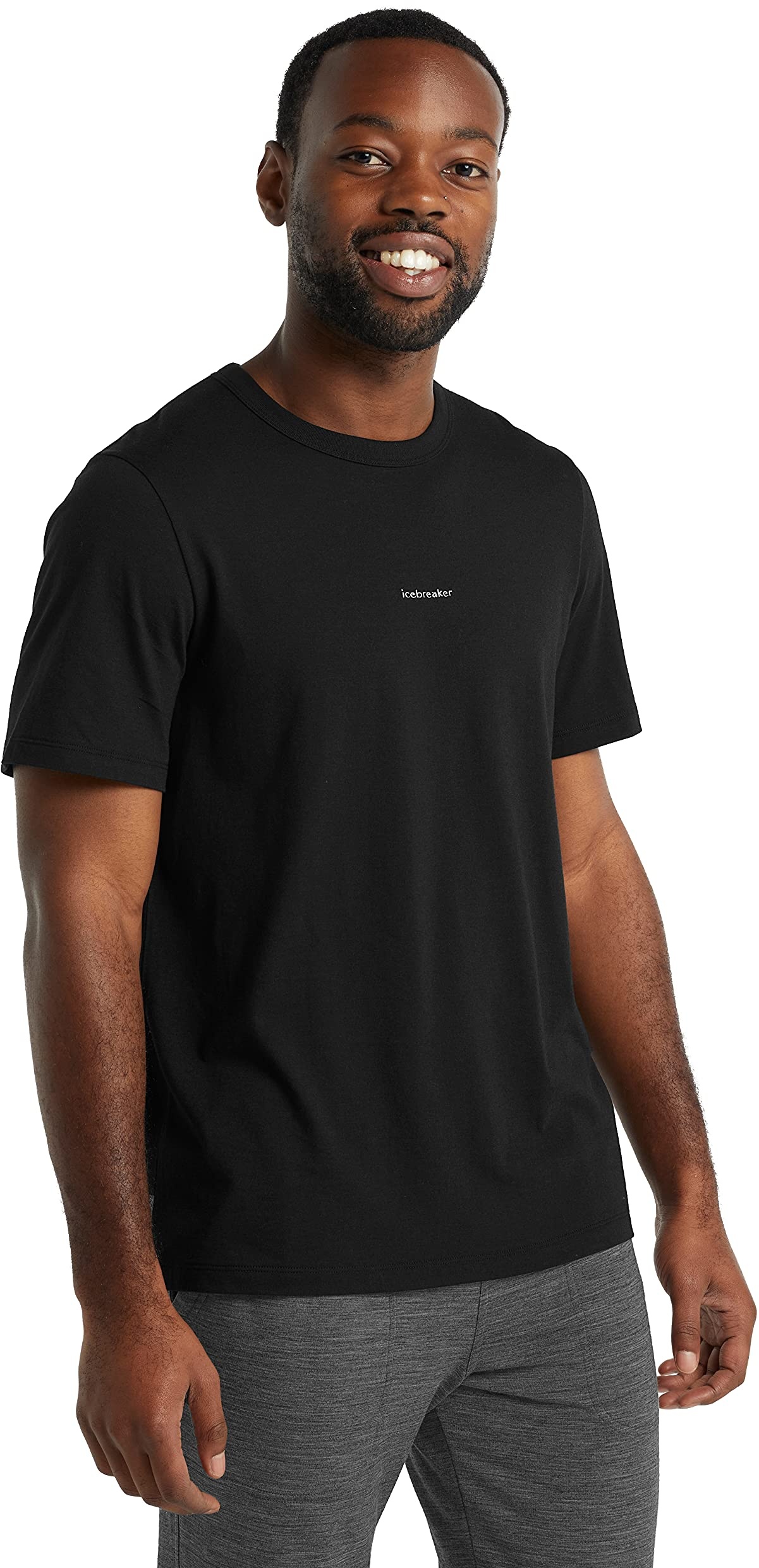 Icebreaker Merinowolle Herren T-Shirt - Central T-Shirt | Merino Shirt | Tshirts | Wandershirt | Merino Shirt | Merino T Shirt - Schwarz, S