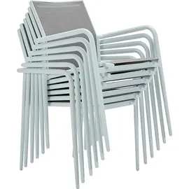 vente-unique Garten-Essgruppe: Tisch, ausziehbar 150/200 cm, – 6 stapelbare Sessel – Aluminium - Hellgrau & Weiß - YOHA... von MYLIA