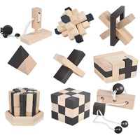 B&Julian ® 3D IQ Holzpuzzle 9 Mini Puzzle Set aus Holz Knobelspiele Geduldspiel Rätselspiel Geschicklichkeitsspiel für Kinder Erwachsene Ideen Adventskalender Mitgebsel