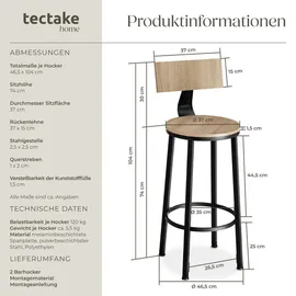 Tectake Barhocker Poole 54 x 101,5 x 54 cm Eiche Sonoma