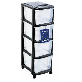 m home by mazzei mondex M-Home Rollcontainer Schubladenrollwagen PLS6241 Schubladenschrank aus Kunststoff mit 4 Schubladen