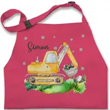 Kinderschürze Schürze Kinder Jungen Mädchen - Bagger I Baggerfahrer Geschenk - 2-6 Jahre - Pink - kinderschürzen für fahrzeuge baufahrzeug name kochschürze geschenke kind fahrzeug digger - 2-6 Jahre