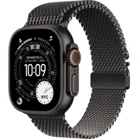 Apple Watch Ultra 3 GPS + Cellular 49 mm Titangehäuse Schwarz Milanese Loop Schwarz S