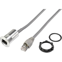 TRU Components RJ45-Einbaubuchse, Kabellänge 1.50 m Buchse, Einbau, Stecker,