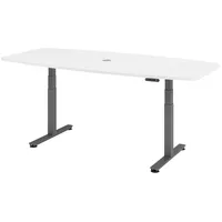 Bümö Konferenztisch elektrisch höhenverstellbar 220x103 in weiß, Graphit, -