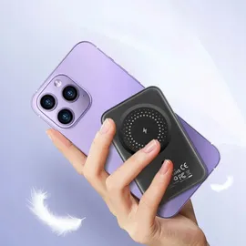 CHOETECH Mini Powerbank B655 Induktiv MagSafe USB-A/USB-C 5000mAh – Silber - Silber