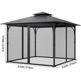 Vevor Moskitonetz für Pavillon 4 Stück 3,05 x 3,05 x 1,98 Schwarz