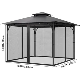 Vevor Moskitonetz für Pavillon 4 Stück 3,05 x 3,05 x 1,98 Schwarz