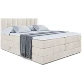 altdecor Boxspringbett mit Matratze Topper, Polsterbett mit Bettkasten OTTA KING - 200x200 - Beige Casablanca