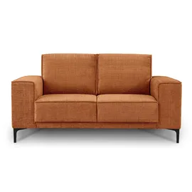 OTTO home 2-Sitzer OTTO HOME "Kompaktsofa Oland, Struktur, Flachgewebe, Luxus-Microfaser, Boucle", orange (brick), B:164cm H:85cm T:83cm, 100% Polyester, Sofas, 164 cm, Wellenunterfederung, Skandi-Design, Metallfüße
