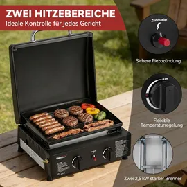 Royal Gourmet 2 Brenner Gasgrill Tischgrill schwarz