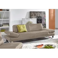 2-Sitzer W.SCHILLIG "taboo", braun (stone z59), B:202cm H:76cm T:101cm, Flachgewebe S22 (100% Polyester);Stoff S37 (100% Polyester): Luxus-Microfaser in Lederoptik;Longlife Xtra-Leder Z59: Glattleder mit modischer Prägung. Hautstärke 0, 9 - 1, 1 mm;Longlife Xtra-Leder Z69: Das feinnarbige, gedeckte Softleder Z69 besticht durch seine außergewöhnliche Weichheit im trendigen »Vintage-Look«, Hautstärke 0, 9 - 1, 1 mm, Sofas, mit Übertiefe, inklusive Armlehnenverstellung