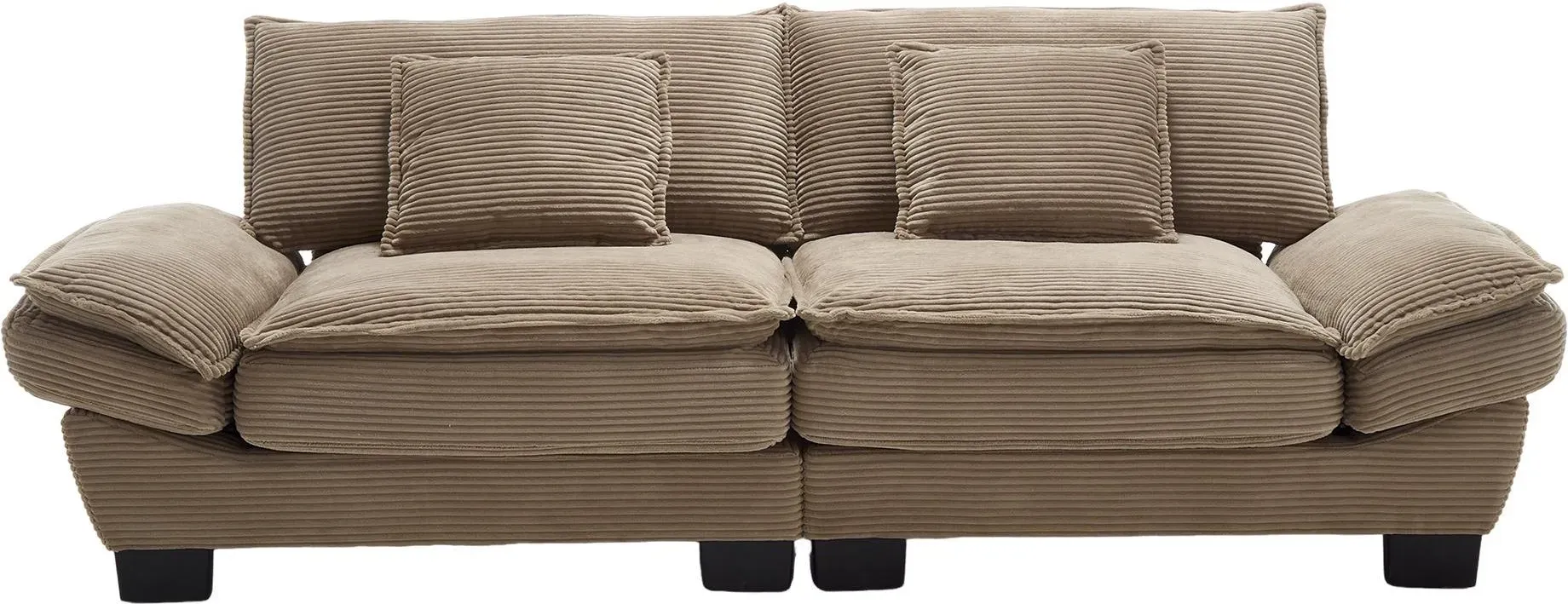 Modernes 2-Sitzer-Samtsofa, für wohnzimmer/schlafzimmer/büro, 224x81x81 cm, Khaki