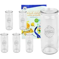 Mambocat 6er Set Weck Gläser Zylinderglas 600ml, 1/2L Sturzgläser