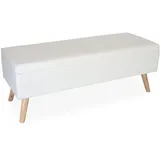 Relaxdays Sitzbank, Stauraum, gepolstert, Kunstleder, Holz, HxBxT: 40 x 110 x 40 cm, Sitztruhe Flur, Schlafzimmer, weiß